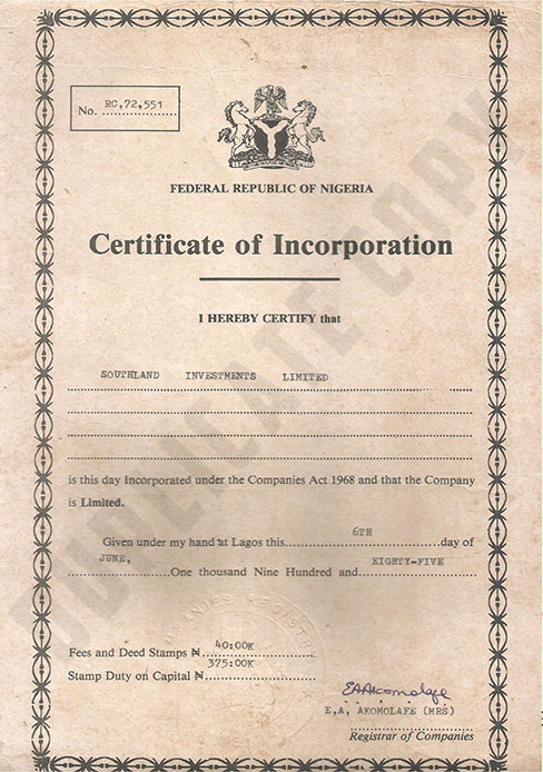 SOUTLAND INVESTMENTS LTD