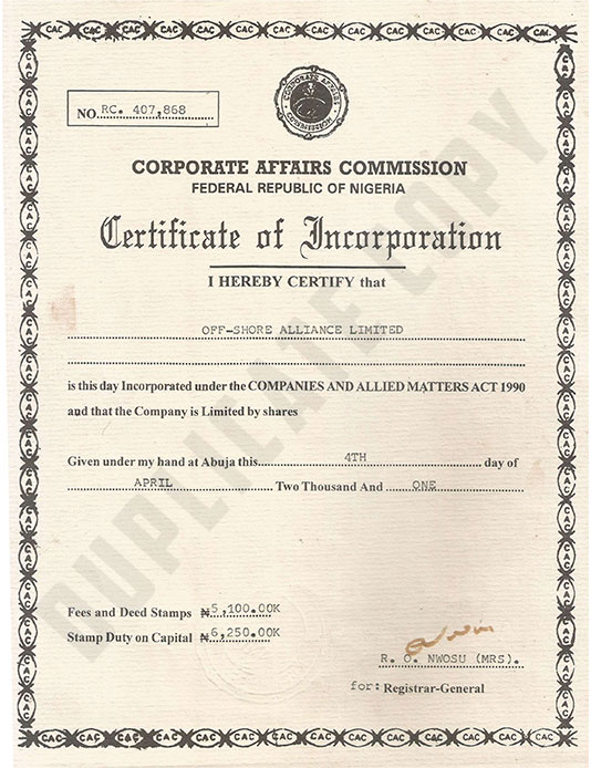 OFFSHORE ALLIANCE LTD
